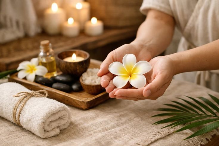 Massage balinais fleurs frangipanier